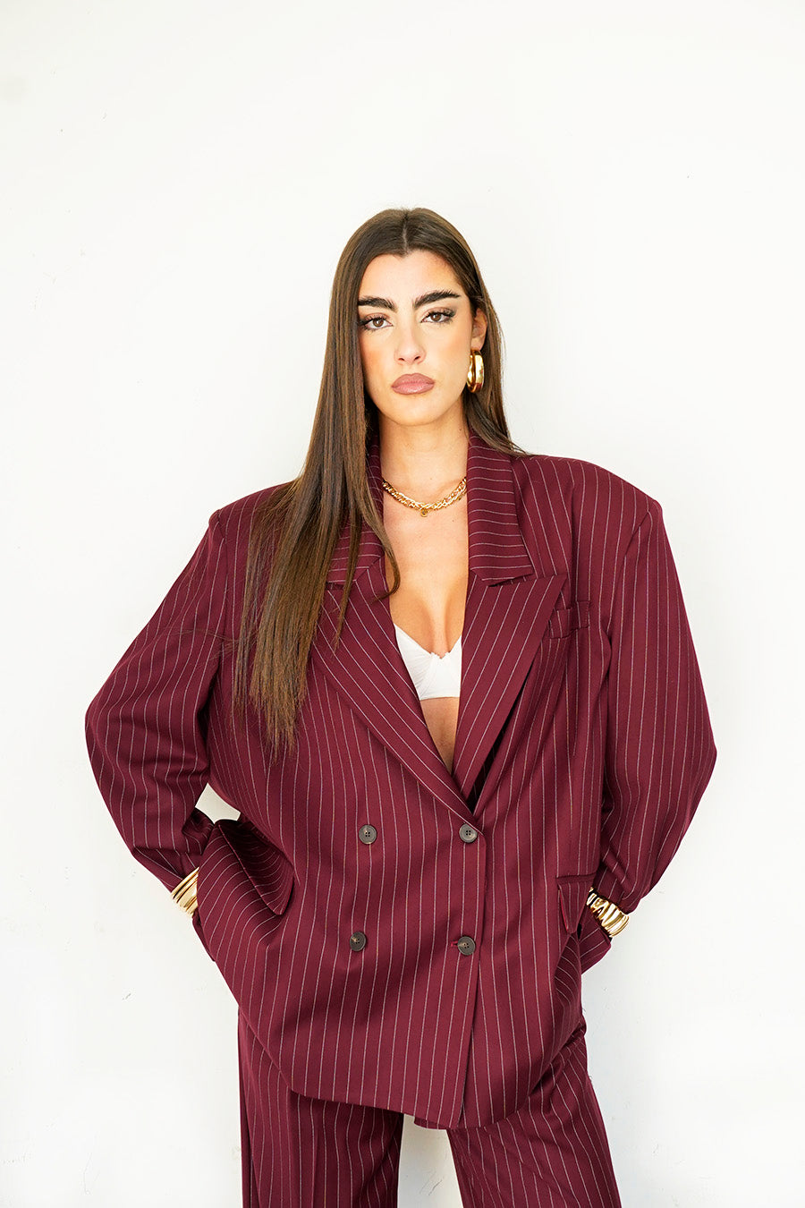 Tailleur Vegas colorazione Bordeaux Gessato