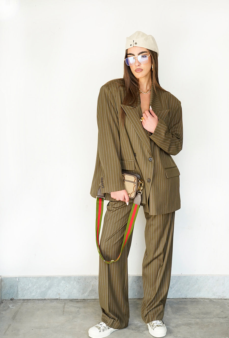 Tailleur Vegas colorazione Verde Militare Gessato