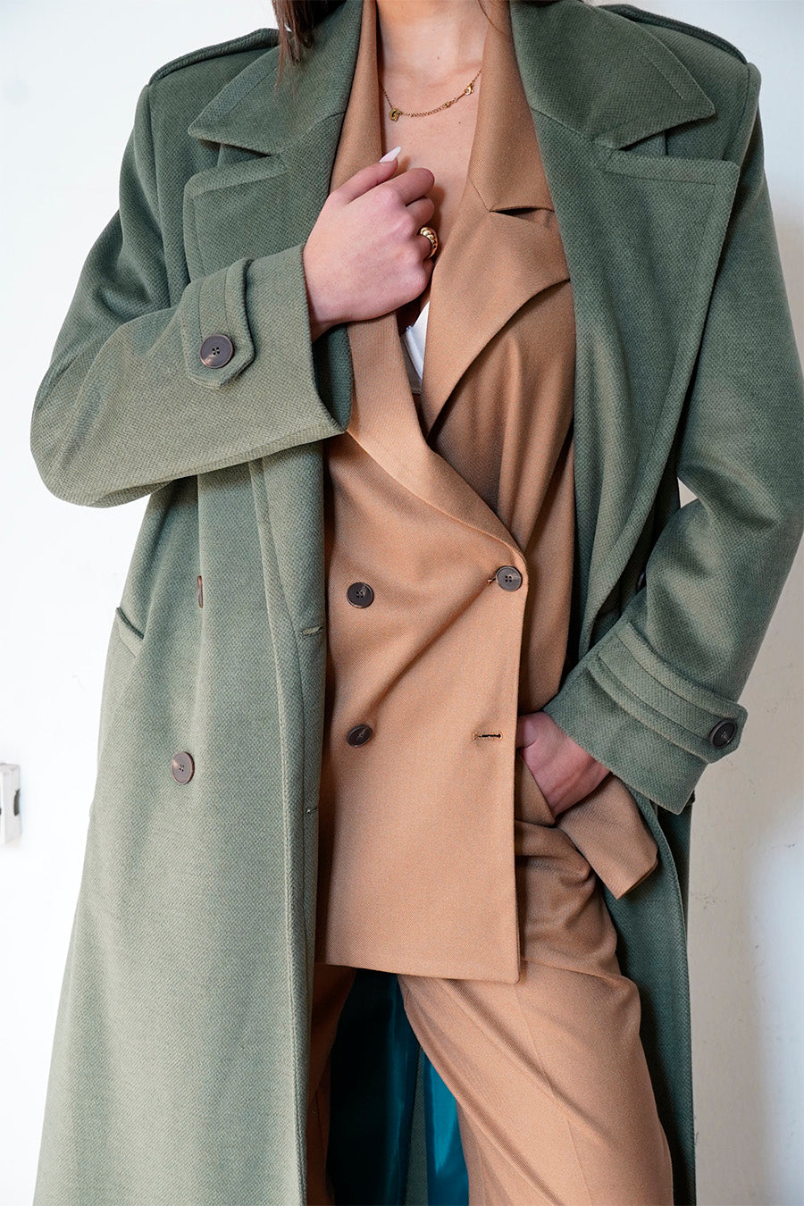 Cappotto Boston Doppiopetto colorazione Verde Militare