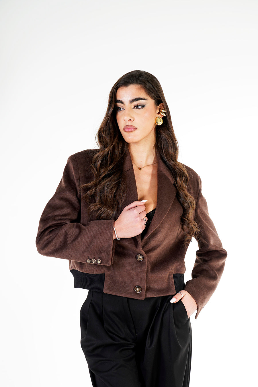 Giacca Crop VIBE colorazione Marrone