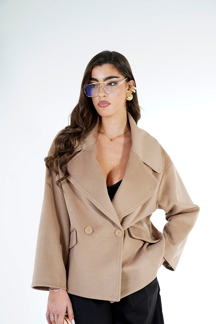 Giacca Crop Rhea colorazione Beige