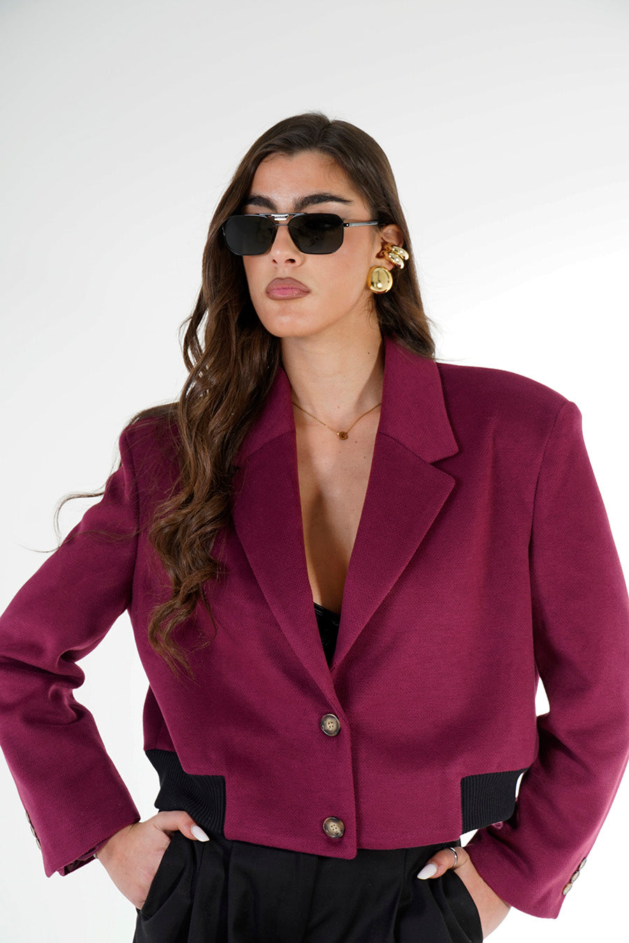 Giacca Crop VIBE colorazione Bordeaux
